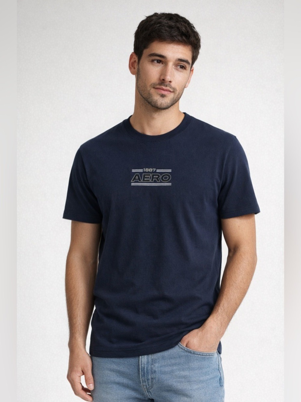 Aeropostale Navy Blue 'AERO 1987' appliqué Graphic T-Shirt